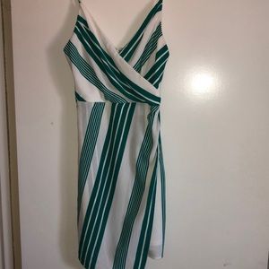 White/green striped dress